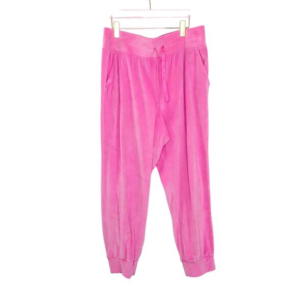 Victoria's Secret Velour Jogger Pants Sweatpants in Electric Pink Barbiecore XL - Picture 1 of 4